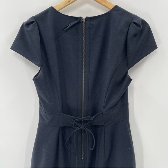 Rebecca Taylor Wool Blend Ruffle Front Tie Back Flattering Mini Dress Size 10 - Picture 3 of 8